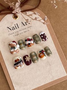 Nail Art Unique, Korea Nail Art, Nail Noel, Nail Art Noel, Festive Nails, Food Nails, 3d Nail Art Designs, Tree Nails