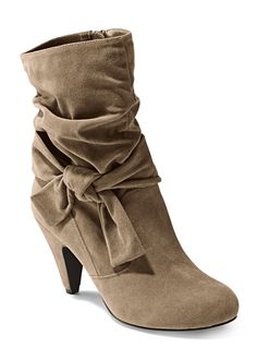 Knotted Slouchy Boots - Taupe – VENUS Bow Boots, Slouchy Boots, Trendy Boots, Fall 2018, Trendy Shoes, Online Fashion Stores, Suede Ankle Boots, Suede Booties, High Heel Boots