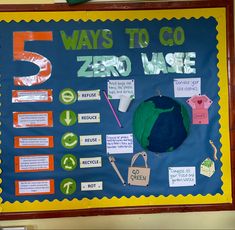 a bulletin board with the words 5 ways to go zero waste