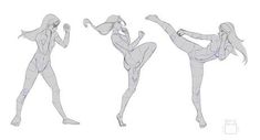 three different poses of a woman in various positions