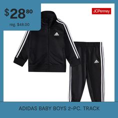 Perhaps the most comfortable and coordinated outfit ever dreamt up. This Adidas two-piece jogger set for boys blends old-school tracksuit style with the outstanding feel of polyester tricot fabric. Easy to wear, easy to style, it's a proven winner that keeps on winning. # Pieces In Set: 21st Piece Description: Jacket1st Piece Pockets: 2 Side Slip Pocket(s)1st Piece Fabric: Tricot1st Piece Fiber Content: 100% Polyester1st Piece Care: Machine Wash, Tumble Dry2nd Piece Description: Pants2nd Piece … Adidas Sporty Tracksuit For Sports, Black Sporty Sets, Sporty Streetwear Sets With Ribbed Cuffs, Sporty Letter Print Tracksuit For Jogging, Casual Adidas Tracksuit For Sports, Adidas Sports Set With Long Sleeve, Adidas Sporty Playwear Sets, Adidas Casual Sportswear Sets, School Tracksuit