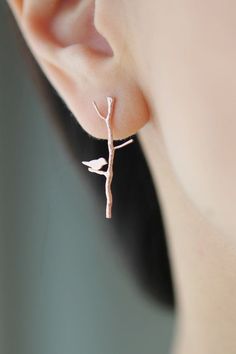 Love Birdie on twig long earrings in gold or by onceuponaCHO Branch Earrings, Adorable Outfits, Bird Earrings, Ear Studs, Long Earrings, Cute Jewelry, Gold Finish, Jewelry Inspiration, Fashion Earrings