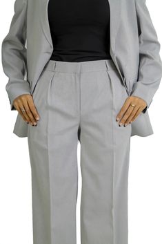 Grey Regular Fit Pant Suit For Women
The Women’s Regular Fit Grey Suit Pants combines sleek design with all-day comfort, making it perfect for professional and formal occasions. The tailored fit offers a sharp silhouette, while the soft grey tone adds a touch of understated elegance. Crafted from premium blend, this suit promises durability and a refined appearance. Whether you're heading to the office or attending a special event, the suit provides a polished look that looks professional. Elegant Gray High-waisted Dress Pants, Elegant Gray Wide Leg Pants For Work, Elegant Gray Wide Leg Workwear Pants, Elegant Gray Wide Leg Pants For Business Casual, Elegant Gray Straight Pants, Gray High-waisted Dress Pants For Business Casual, Classic Gray Wide Leg Pants For Work, Formal Straight Pants For Office, Elegant Gray Bottoms With Pressed Crease