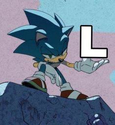 sonic the hedgehog pointing at something in front of him with words that read w