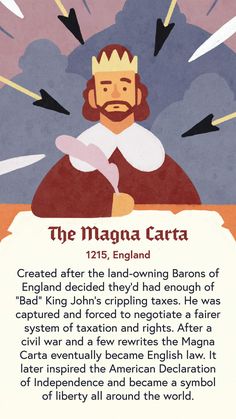 the magnaa carta card with an image of a man wearing a crown and holding a