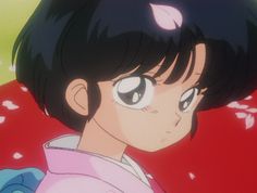 an anime character with black hair and big eyes