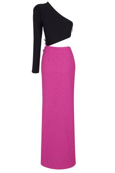 Description:Take a risky plunge into a world of elegance with our vibrant bandage knit dresses this winter! This luxury color block asymmetrical maxi gown outfit is a marvel for women. Flaunt your sexiest self with a sleek black top and vibrant hot pink skirt that boasts a striking oversized beaded flower at the daring cutout waist. With its one-shoulder. one long-sleeve design and thigh high split. this sexy floor-length cutout maxi dress will make heads turn. Embrace sophistication and captivating sexiness in one piece - complete with a hidden side zipper. Get it now and own the season at our boutique! Hot Pink Skirt, Maxi Dres, Shoulder Stretch, Cutout Maxi Dress, Maxi Dress Formal, Pink Skirt, Tie Dye Designs, Womens Tie, Maxi Gowns