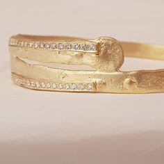 Diamond Birthday, Solid Gold Bangle, 18k Gold Bangle, Hammered Wedding Bands, Pave Bangle, Bracelet With Diamonds, Pave Bracelet, 18k Gold Bracelet, Bangle Gold