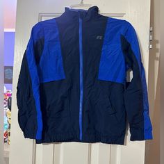 New Russell Boys Size Large 10/12 Zip Up Nylon Windbreaker Jacket Blue/Black Nwt Boys Hoodies, Blue Hoodie, Boys Jacket, Russell Athletic, Red Hoodie, Line Jackets, Windbreaker Jacket, Kids Jacket, Long Sleeve Pullover