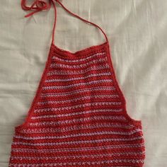 Urban Outfitters Pink And Orange Crocheted Top. With The Tie Neck, And Buttoned Back. Brand New. Never Worn. Great Condition. Super Cute! Red Sleeveless Halter Top For Vacation, Casual Party Crop Top From Urban Outfitters, Casual Party Crop Top By Urban Outfitters, Trendy Red Tops For Beach, Red Summer Tops For The Beach, Chic Red Crop Top For Vacation, Red Summer Tops For Beach, Red Halter Neck Top For Spring, Cute Halter Neck Top For Beach