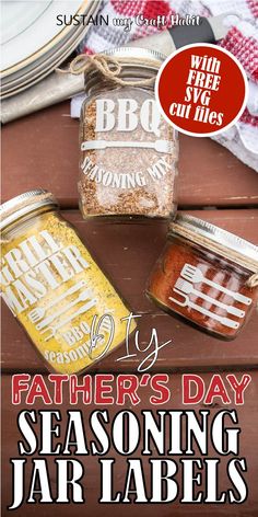 father's day seasoning jar labels with free printables