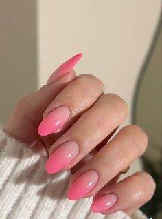 Pink Ombre French Nails, Pink Red Ombre Nails, Nail Valentine, Better Nails, Short Pink Nails, Blush Pink Nails, Ombre Gel Nails, Nails Valentine, Nails Heart