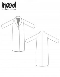 the sewing pattern for an unisex coat with long sleeves and collars is shown