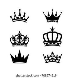 six crowns are shown in black and white