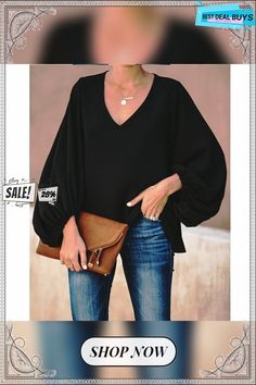 3xl Plus Size Blouse Women Puff Sleeve Solid Color Womens Tops and Blouses Summer V Neck Casual Loose Top Blusas Mujer Billowy V-neck Tops For Fall, Casual Tops With Padded Bishop Sleeve Blouse, Casual Padded Bishop Sleeve Blouse, Billowy Solid Color Blouse With Lantern Sleeves, Solid V-neck Top With Blouson Sleeves, Solid Color Billowy Lantern Sleeve Tops, Billowy Lantern Sleeve Solid Tops, Billowy Lantern Sleeve Top, Fall Padded Blouse With Bishop Sleeves