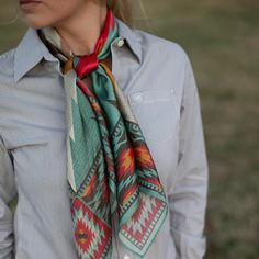 I love the look of worn-in Navajo blankets and the Nashville definitely has that feel. This Long Tall 12mm Satin Silk scarf is perfect with silver pawn jewelry and layers of denim over a white T. Don't forget your broken in boots and distressed jeans! This scarf is 35"x35". Navajo Blankets, Cowboy Shop, Navajo Blanket, Song Of The South, Southwest Boho, Western Gifts, Fringe Scarf, Satin Silk, Black Ribbon