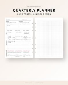 an image of a planner with the text, quartly planner as 1 pages minimal design