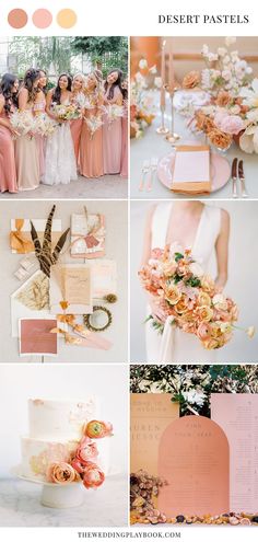 peach and gold wedding color palettes for the bridesmaid, bridal party