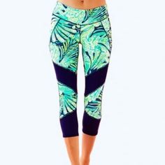 Elevate Your Activewear Game With These Stunning Lilly Pulitzer Luxletic 21" Thea Weekender Crop Leggings In Size 2xs. The Multicolor Star-Themed Design Is Perfect For Weightlifting, Cycling, Cross-Training, Yoga, Pilates, Bodybuilding, And All Other Kinds Of Exercise. Made By A Reputable Brand, Lilly Pulitzer, These Leggings Are Created With Women In Mind And Are Perfect For Any Occasion, Especially Activewear. The Compression Area Is Focused On The Leg, Giving You A Tight Yet Comfortable Fit T Spring Athleisure Activewear For Swimming, Sporty Blue Leggings For Spring, Fitted Athleisure Capris For Gym, Blue Athletic Fit Bottoms For Yoga, Sporty Fitted Gym Capris, Sporty Fitted Capris For Gym, Fitted Summer Sportswear Pants, Casual Blue Leggings For Running, Casual Spring Running Leggings