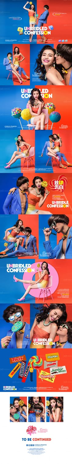 an advertisement with multiple images of women in different colors