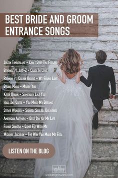 the best bride and groom entrance songs for your wedding ceremony or special event - listen on the blog