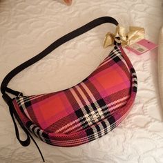 "Smile Foliage Plaid Fabric Bag-Small" (11.5" L X 5.5" W) Never Been Used, Tags Still Attached, Cloth Storage Bag & Care Instructions. Hot Pink, Black & White Plaid. Black Leather Strap Is 19". Lists For $258 Cloth Storage, Plaid Fabric, Fabric Bag, Kate Spade Bag, White Plaid, Small Bags, Storage Bag, Pink Black, Bag Storage