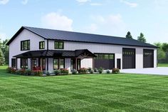 this is an artist's rendering of the modern farmhouse style home