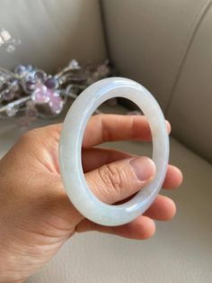 "🌈Jade Bangle 54.3mm (2.14\"), Round Shape, Light Green 🌷 Untreated Natural Jadeite/ Grade A Jade 🌷 Certified : Yes 🌷 Jade from Myanmar/ Burma 🌷 Shape : Round 🌷 Inner diameter : 54.3mm/ 2.14\" 🌷 Width & Thickness : 9 x 9mm 🌷 Color : Light Green 🌷 Free standard shipping from Hong Kong with tracking included 🌷 Take approximately 7-21 days to arrive worldwide" Lavender Green, Jade Bangle, Burmese, 21 Days, Myanmar, Photo Jewelry, Color Light, Round Shape, Light Green