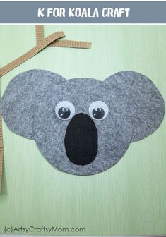 a koala craft made out of felt with the words k for koala craft on it