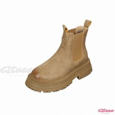 Genuine Leather Fashion Martin Boots with Thick Sole - Simple and Stylish Ankle Boots Cow Hide Shoes, Rough Heels, Martin Boots, Olivia Mark, Leather Fashion, Heel Height, Ankle Boots, Genuine Leather, Boots