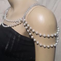 2-strand 8mm White Glass Pearl Bead Chain With Silver or Gold | Etsy Pearl Beaded Necklaces With Chain For Party, Pearl Beaded Necklace With Chain For Parties, Elegant Ball Chain Necklaces For Parties, Elegant Silver Body Jewelry With Beaded Chain, Elegant Ball Chain Necklace For Party, Elegant Party Necklaces With Ball Chain, Elegant Beaded Chain Body Jewelry As Gift, Party Jewelry With Pearl Beaded Chain, Adjustable Pearl Chain Beaded Necklaces For Party