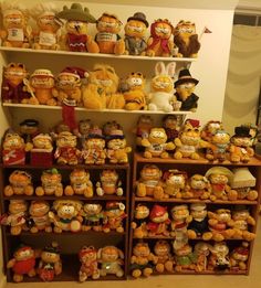 Garfield Room, Plush Shelf, Garfield Collection, Garfield Plush, Fat Orange Cat, Vintage Garfield, I Hate Mondays