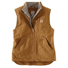 This women's fleece-lined canvas vest helps take the bite out of cold weather. Legendary Carhartt durability holds up to work, farm, and ranch wear, while a soft sherpa fleece lining offers everyday comfort. Multiple pockets give you plenty of storage options. Carhartt Vest Womens, Brown Vest Fleece, Carhartt Women’s Vest, Carhartt Womens Vest, Carhart Vest Womens, Diner Makeup, Carhartt Women's Outfit, Canvas Vest, Carhartt Vest