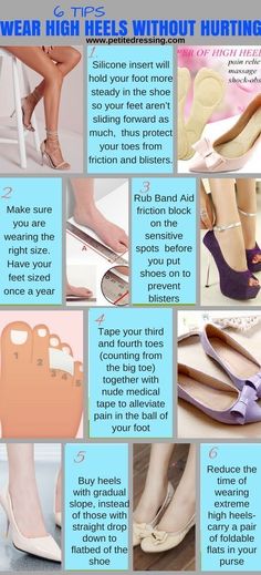 Admit it, you love heels. But, why do they have to hurt so much? Learn these 6 tips to make it more comfortable to wear heels all day long. Wear Heels Comfortably, High Heel Hack, How To Wear Heels, Walking In High Heels, Walking In Heels, Astuces Diy, Shoes Hack, High Heel Dress, Admit It