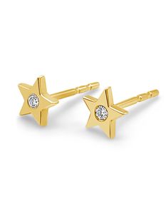 Our mini single diamond star stud are so cute. They will make your ear shine bright with its single center diamond. Great to be worn alone on first hole or can be worn to be stack with other earrings on any hole. It’s a great addition to ones collection. 14K Yellow Gold 0.25 inch 1.8 mm single center diamond sold separately (NOT AS A PAIR) push back post IN STOCK AND READY TO SHIP Diamond Star, Star Studs, Shine Bright, Custom Engraving, So Cute, Initials, Fine Jewelry, Jewelry Making, Make Your