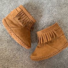 Nwot Suede Fringe Boots Never Worn, Mark On Bottom Is From Where Tag Was Taken Off Size 4 Brand Is Teeny Toes Not The Children’s Place ( Listed As Such For Exposure) Brown Winter Boots With Soft Sole, Cute Boots With Soft Sole And Closed Toe, Brown Booties With Soft Sole For Fall, Winter Boots With Soft Sole And Round Toe, Soft Sole Round Toe Winter Boots, Casual Round Toe Booties For Playtime, Fall Booties With Soft Sole And Round Toe, Fall Soft Sole Closed Toe Booties, Cute Fall Booties With Round Toe