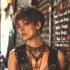 50 Short Spiky, Shaggy, and Edgy Pixie Hair Cuts and Styles Edgy Pixie Hair, 90s Punk Hair, Punk Pixie Cut, Pixie Hair Cuts, Hair Cuts And Styles, Pixie With Bangs, Pixie Bangs, Edgy Pixie Hairstyles, Hairstyles Pixie