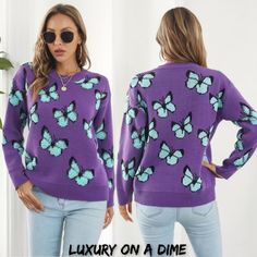 Trendy Crew Neck Knit Sweater, Winter Purple Acrylic Sweater, Trendy Textured Knit Acrylic Sweater, Purple Acrylic Sweater For Fall, Trendy Acrylic Crew Neck Sweater, Winter Purple Knit Sweater, Purple Knit Winter Sweater, Purple Knit Crew Neck Top, Fall Purple Acrylic Sweater