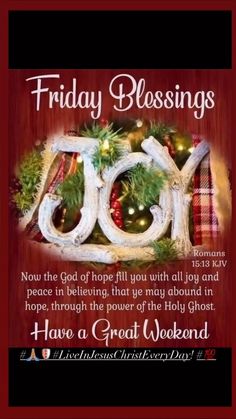 a christmas card with the words friday blessing