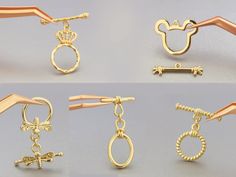 ♡Shipping from the USA♡ High-quality Guarantee Low price Guarantee Product images were taken in kind Guarantee Good customer services Guarantee ❥_ product Information _❥ 14k gold filled OT Clasps 5 shapes optional: Mickey Mouse, dragonfly, knots, crown, twisted hook. Price for 1 set. It's a half-finished bracelet supply, you need to buy extra supplies to finish your design! ❥Packing$ shipping information_❥ This product will be packed in a sealed pouch. Free shipping when your order is over $35 i Bracelet Ends, Couronne Diy, Crown Diy, Toggle Clasp Bracelet, Inlaid Jewelry, Diy Crown, Golden Necklace, Small Jewelry Box, Original Bags