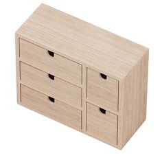 a wooden cabinet with four drawers on one side