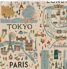 "Canvas Fabric Manufacturer: Rifle Paper Co RP801-NA2UC Bon Voyage - City Guide - Natural Unbleached Canvas Fabric Fat Quarter: 18\" x 22\" 1/4 Yard: 9\" x 44\" (width of fabric) 1/2 Yard: 18\" x 44\" (width of fabric) 1 Yard: 36\" x 44\" (width of fabric) When multiple items are ordered, they will be cut in continuous yardage. All domestic orders have a shipping flat rate of $6. Shipping overages will be refunded. Orders under 1 pound (3 yards) will be shipped First Class. Orders over 1 pound w Anna Bond, Metallic Fabric, Fabric Yardage, Cotton Set, Fat Quarter Bundles, Modern Fabric, Saint Louis, City Guide, Fat Quarters