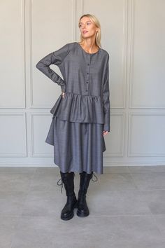 Lagenlook Workwear Dresses For Fall, Oversized Tunic Dress For Work, Fall Tunic Dresses For Work, Fall Lagenlook Day Dresses, Wool Dress Winter, Dress Stylish, Dress Winter, Winter Dress, Oversized Style