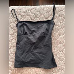 Never Worn, Fits Xs To S Casual Gray Tank Top With Built-in Bra, Trendy Gray Tops With Built-in Bra, Casual Gray Tops With Built-in Bra, Open Back Tank Top, Open Back Tank, Cute Tops, Blue Gray, Open Back, Blue Grey