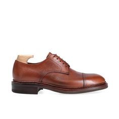 CHESNUT KARAGREIN DERBY SHOES Classic Closed Toe Lace-up Shoes With Textured Sole, Classic Low-top Leather Shoes With Goodyear Welt, Classic Derby With Textured Sole And Round Toe, Classic Low-top Oxfords With Goodyear Welt, Classic Derby With Rubber Heel Cap And Round Toe, Classic Low-top Dress Shoes With Textured Sole, Classic Lace-up Golf Shoes, Classic Golf Shoes With Rubber Sole, Classic Low-top Oxfords With Rubber Heel Cap