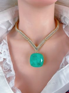 Emerald Diamond Choker, Neon Turquoise, Emerald Choker, Glamorous Jewelry, Diamond Choker Necklace, Necklace Luxury, Luxury Gifts For Her, Anime Jewelry, Necklace Big