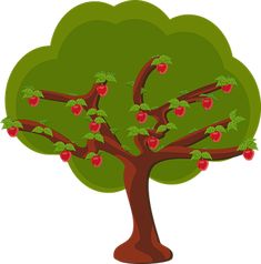 an apple tree with green leaves and red apples