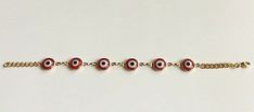 "18K GOLD FILLED 10mm 6 RED EVIL EYE ADULT BRACELET .FOR GOOD LUCK AND PROTECTION 7.25\" LONG PULSERA DE 10mm 6 ROJO OJO DE LA BUENA SUERTE EN 18K GOLD FILLED PARA ADULTO 7.25\"LARGO . PARA BUENA SUERTE Y PROTECCION." Red Symbolic Bracelet Jewelry, Symbolic Red Bracelet Jewelry, Symbolic Red Round Beads Jewelry, Hypoallergenic 14k Gold Red Jewelry, Red Hypoallergenic Bracelet Jewelry, Red Hypoallergenic Bracelet, Red Evil Eye Round Bead Jewelry, Red Evil Eye Round Beads Jewelry, Red Evil Eye