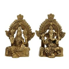 pair of ganesha statues in brass finish