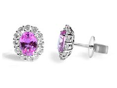 Pink Sapphire Earrings is a great way to create a classic, heirloom look you will feel Elegant, princess-like immediately. The center stone is oval in shape and has gorgeous facets. For extra sparkle, it has been framed by 24 round diamonds forming a beautiful halo around. Metal: 18K White GoldDiamond Weight: (24) Round 0.69ct t.w.Pink Sapphire Weight: (2) 1.83 ct t.w. - Dimensions: 9mm x 10.6mm Sapphire Diamond Earrings, Pink Sapphire Earrings, Sapphire And Diamond Earrings, Sapphire Earrings, Sapphire Diamond, Pink Sapphire, 18k Rose Gold, Oval Cut, Round Diamonds